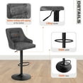 thumbnail image 4 of Sophia&William Adjustable Height Swivel Bar Stool with PU Leather Seat-Grey, 4 of 6