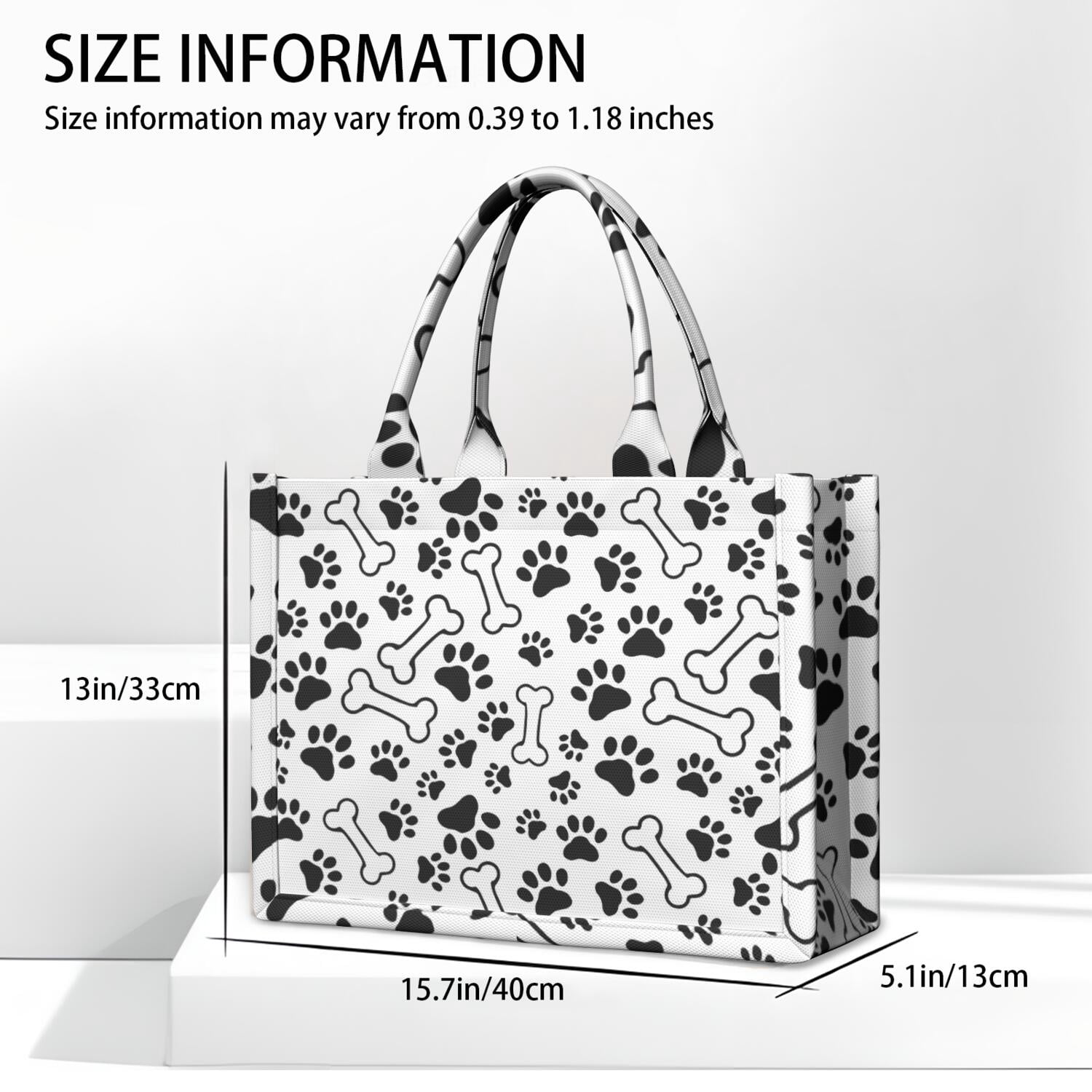 Large Capacity Tote Bag,Pet Paw Print and Bone Handbag Fashion Luxury Tote Bag,15.7"x13"x 5.1" Inches,Laptop Compatible
