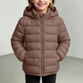 thumbnail image 2 of JZEJING Padded Jackets for Girls Solid Color Long Sleeve Puffer Coat Winter Zip up Hooded Thermal Quilted Outerwear with Pocket Girls Clothes Size 6, 2 of 7