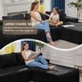 thumbnail image 3 of Hobestluk 108" L-Shape 3 Seat Modular Sectional Sofa, Boneless Design with Oversized Chaise for Living Room, Right Facing, Black, 3 of 9