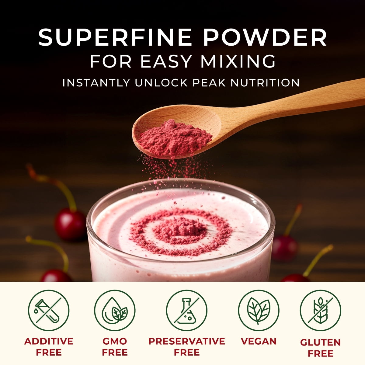 Gya Tea Co Tart Cherry Extract Powder 100% Pure Freeze Dried Natural Fruit Powder 1.1lb (17.64 Oz)