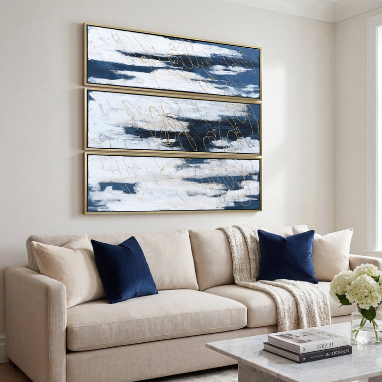Empire Art Direct Blue Shadows Textured Metallic Hand Painted
