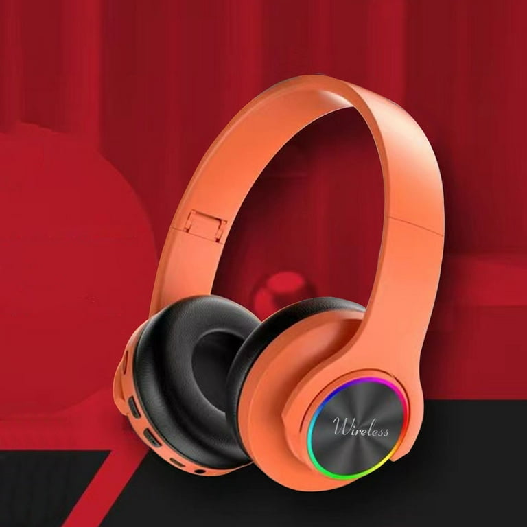 Meitianfacai Wireless Bluetooth Headphones Noise Cancelling Over-Ear  Headphones, Glitter Headset Cool Earphones - Orange