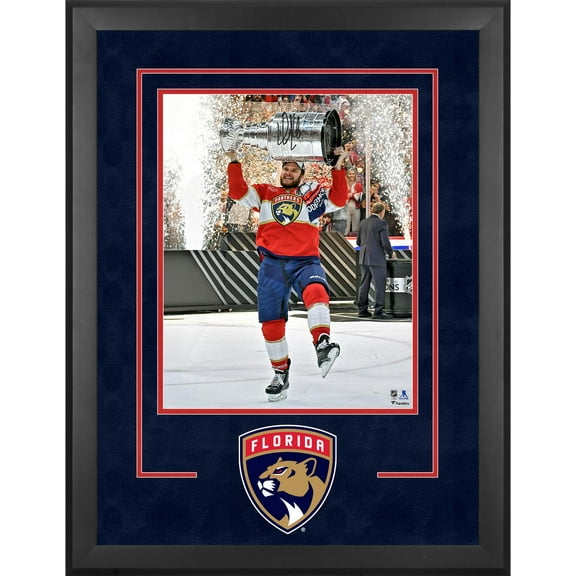 Aleksander Barkov Florida Panthers Deluxe Framed Autographed 2024 Stanley Cup Champions 16" x 20" Raising Cup Photograph - Fanatics Authentic Certified