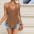 thumbnail image 2 of GUACER Women's Halter Neck Tank Top, V-Neck Eyelet Knit Double Spaghetti Strap Sleeveless Blouse, Flowy Summer Beach Cover-Up Top, 2 of 5