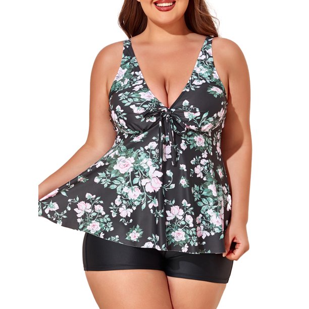 Summer Mae Two Piece Plus Size Tankini Swimsuits for Women Flowy