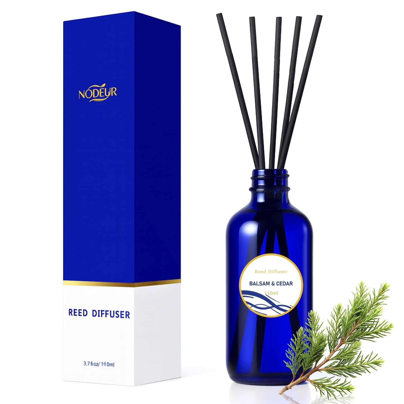 Reed Diffuser Set 3.7 oz Balsam & Cedar Home Fragrance Scent Essential Oil Stick Diffuser