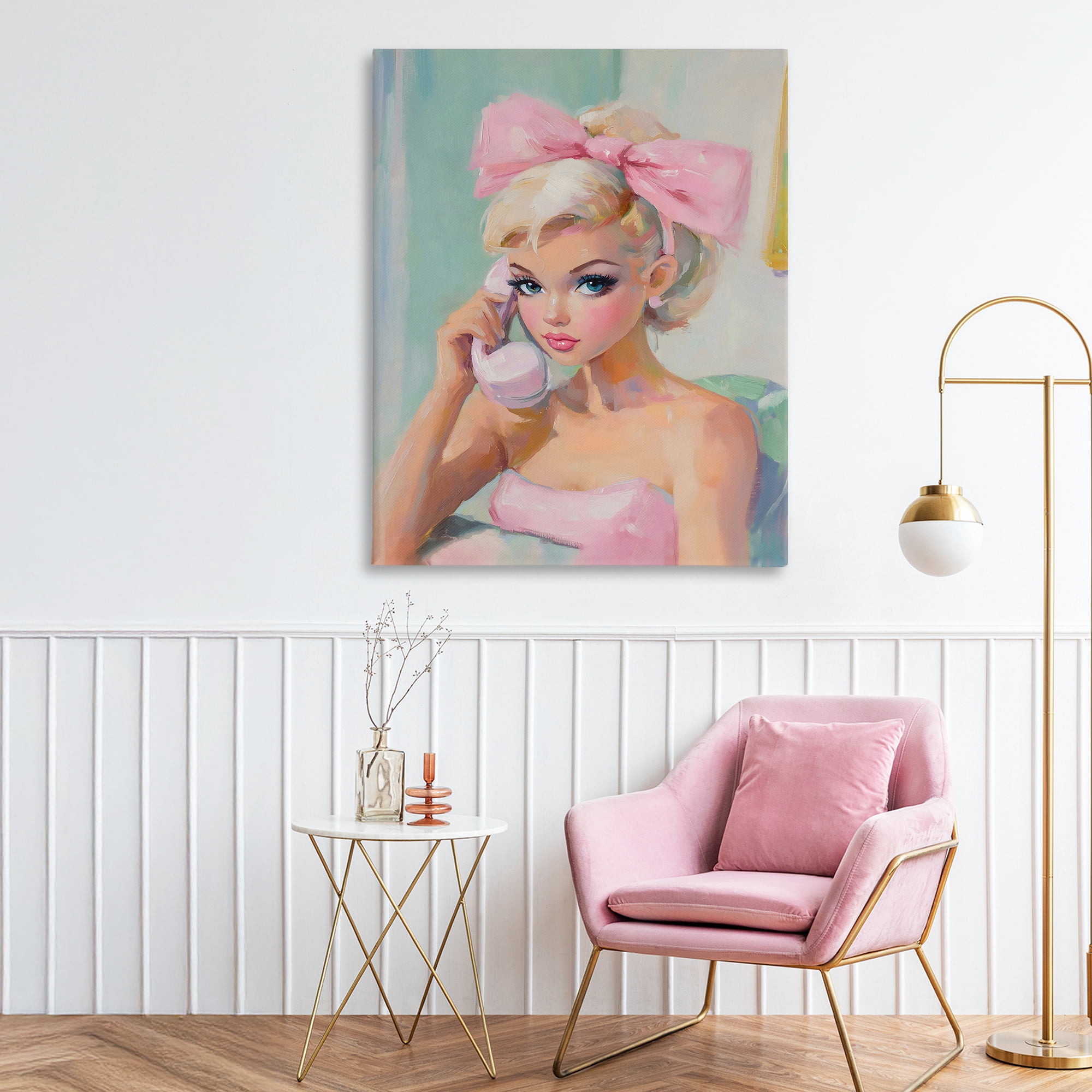 Stupell Industries Blonde Girl with Pink Bow Canvas Wall Art, design by The Prints Vibe