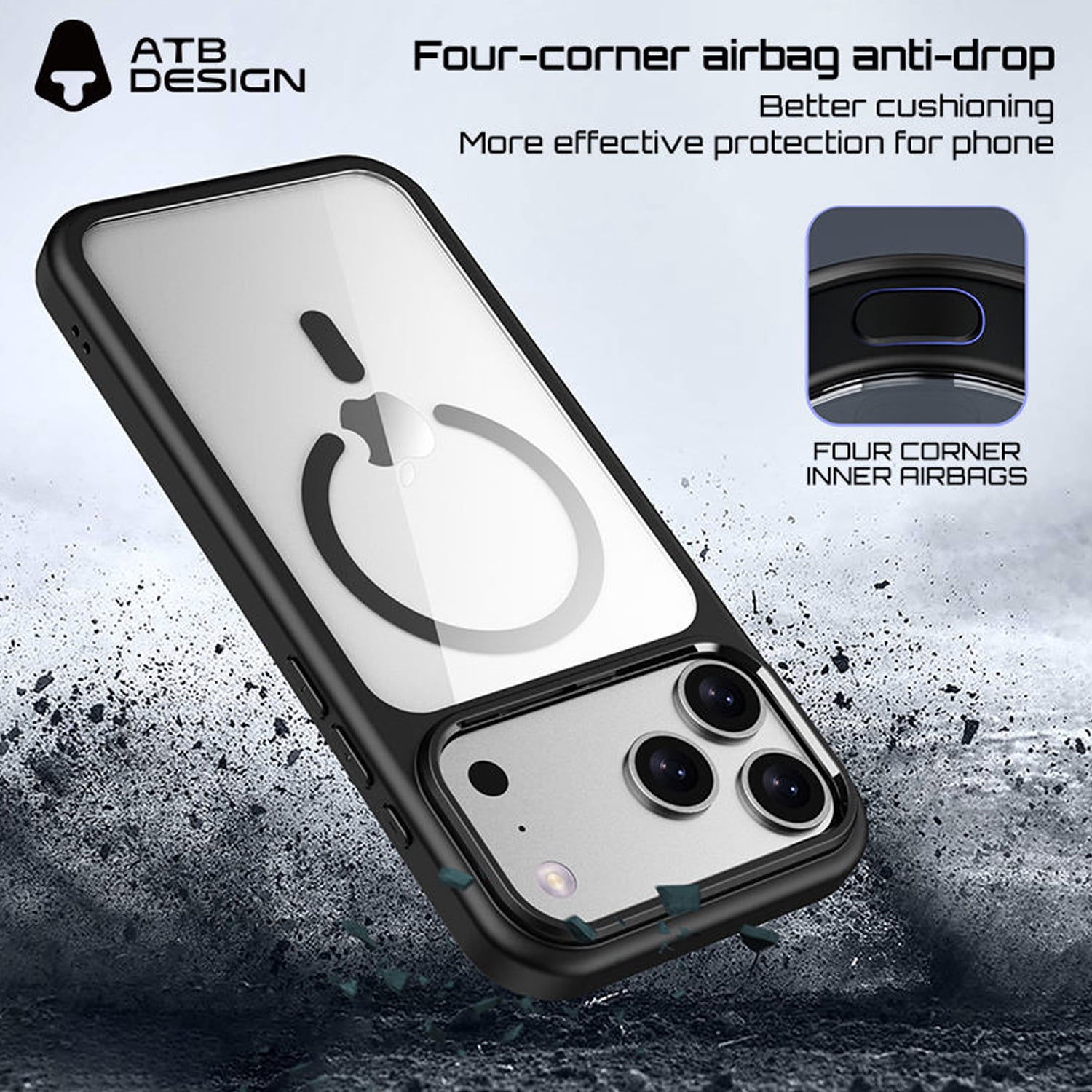 Metal Wireless Charging Case for iPhone 17 Pro Max - Black
