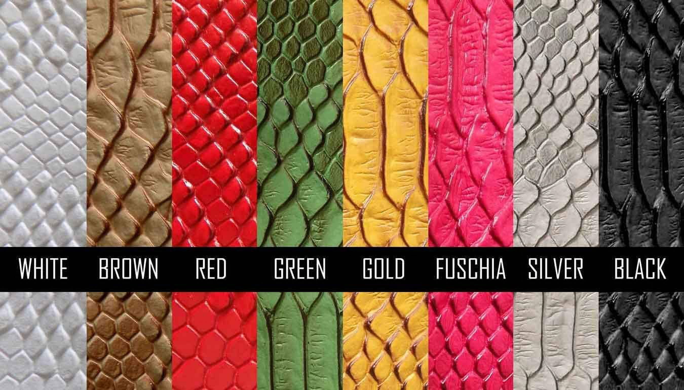 WHITE Embossed Snake Vinyl 54" Wide Textured Faux Leather Great for Upholstery, Purses & Bags Sold By Separate Half Yard