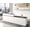 White & Gray; Right Hand High, variant on Anzhap 71-Inch Straight Reception Desk with Raised Counter, Lockable Drawer, Keyboard Tray, Storage Shelves and Cable Management, White and Gray