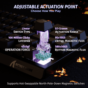 ATTACK SHARK X68 HE 8000Hz Rapid Trigger Keyboard, 0.01mm RT Accuracy Wired Gaming Keyboard with Magnetic Switch, Adjustable Actuation, Rapid Trigger, Snap Tap, RGB Lighting for PC/Mac, Black