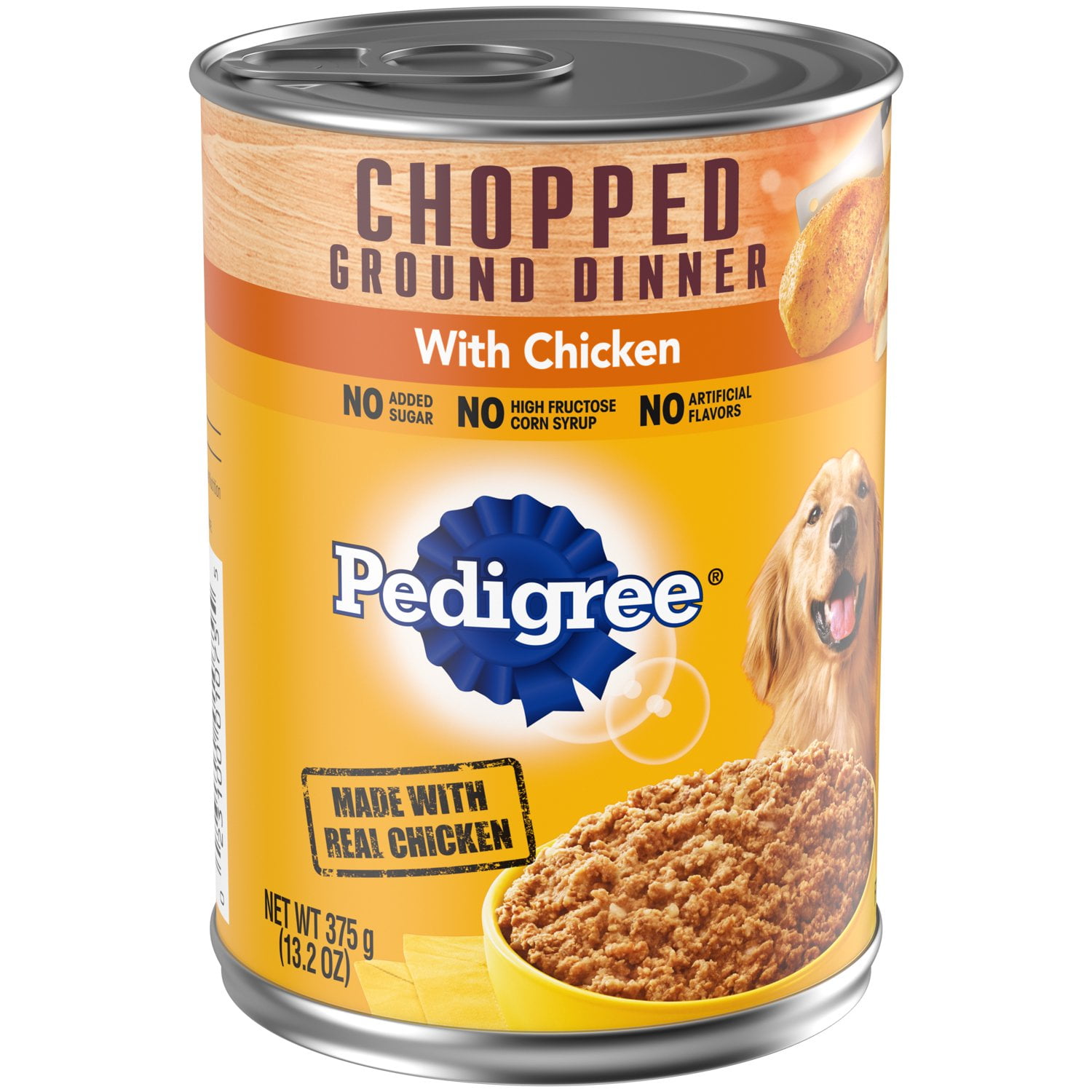 (12 CT) PEDIGREE CHOPPED GROUND DINNER Adult Canned Soft Wet Dog Food with Chicken, 13.2 oz. Cans