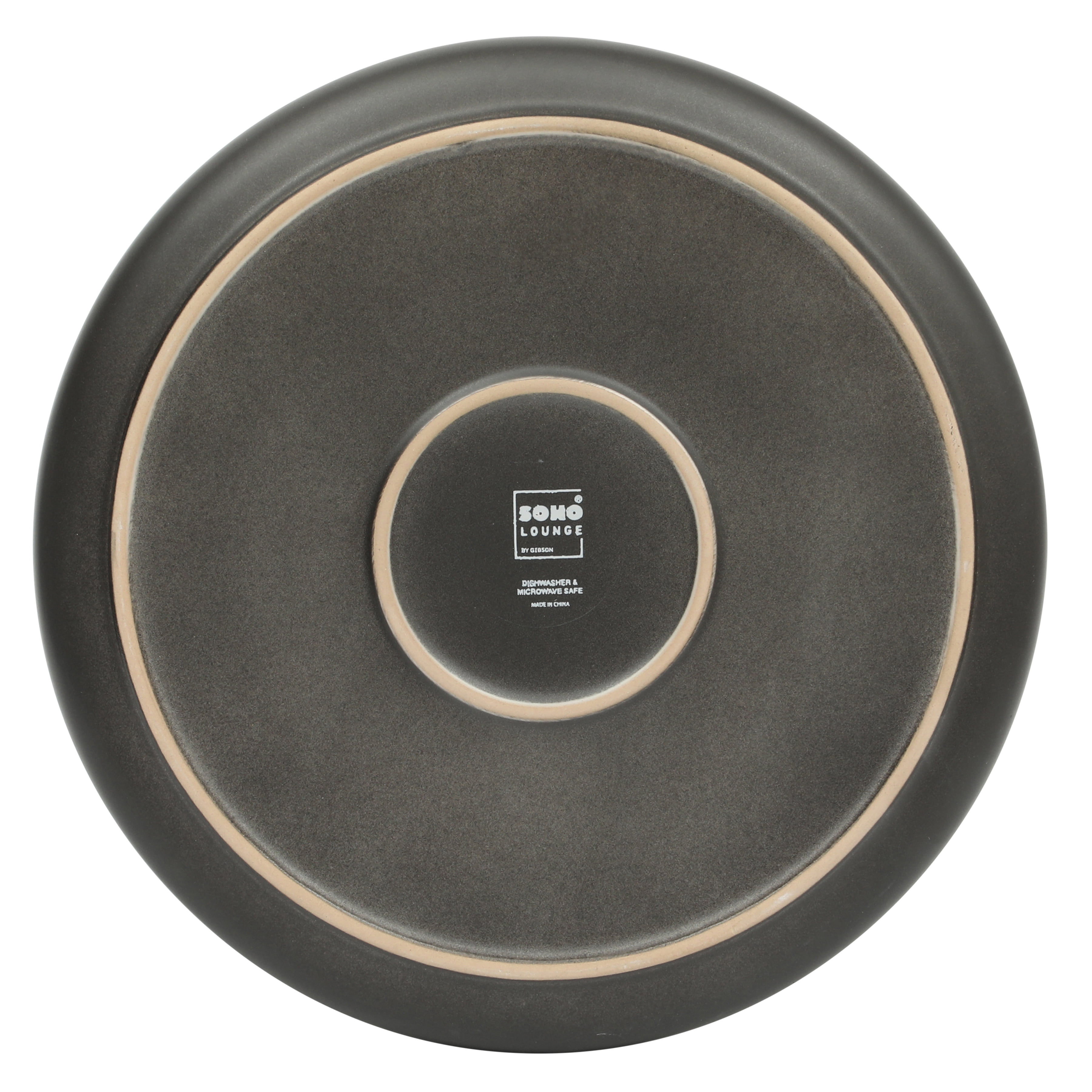 Gibson Elite Pasco 12 Piece (Service for 4) Plates and Bowls Reactive Glaze Dishes Stoneware Ceramic Dinnerware Set - Black