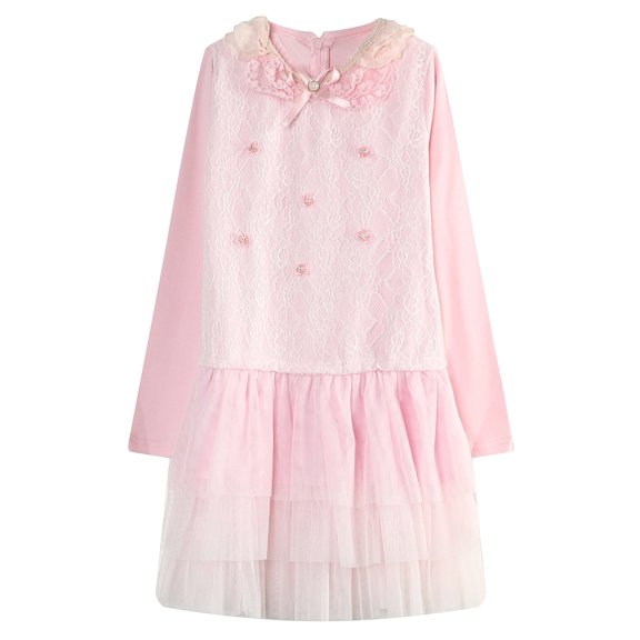 Richie House Girls' Sweet Dress with Ruffles and Mesh RH1477