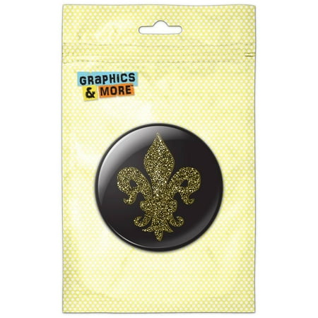 - Glitter Fleur De Lis Gold on Black Refrigerator Button Magnet