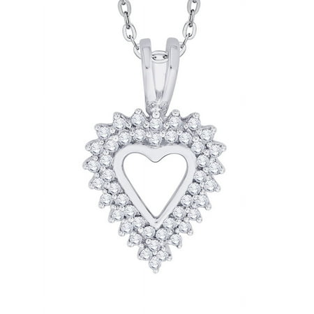 KATARINA Diamond Heart Pendant Necklace in 10K White Gold (1 cttw, G-H, I2-I3)