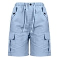 thumbnail image 3 of Girls Cargo Shorts High Waisted Casual Summer Shorts with Pockets Daily Vacation Outdoor Travel Everyday Wear Schools Uniform Outfits, 3 of 3