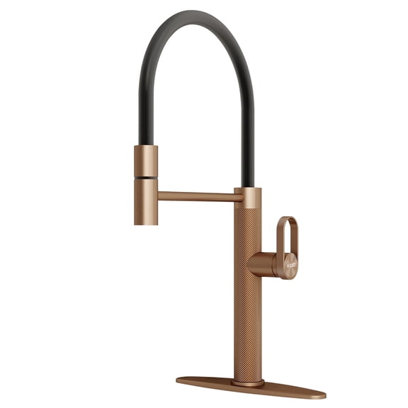 MASO Pull-Out Kitchen Faucet with 360° Swivel Modern Black Rubber Neck, Single Handle Single Hole Sink Faucet, 304 Stainless Steel, 2 Spray Modes,Brushed Rose Gold