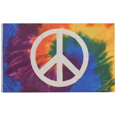 Ant Enterprises 3x5 Tie Dye Peace Sign Premium 100D Woven Poly Nylon 3'x5' Flag Banner Grommets
