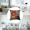 thumbnail image 5 of Acheng Throw Pillow Covers Retro Animal Sparrow Bird Carrying A Backpack Standing on A Branch Decorative Throw Pillow Case Cushion Cover for Sofa,Set of 2 White(Two Side Print) 22x22in, 5 of 7