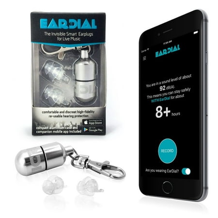 EarDial HiFi Earplugs - Invisible High Fidelity Hearing Protection for Concerts, Motorcycles, Music Festivals, Musicians and other Discreet Comfortable Noise Reduction. With Compact Case and (Best Music Identification App)