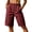 #07 Wine 【Mix, Match & Rotate: Stock Up on Daily Colors】, variant on Women's Cool Silk Cotton Cargo Shorts with Pockets, High Waisted Elastic Waist Knee Length Bermuda Shorts, Casual Outdoor Hiking Jogging Work Shorts | UKHCCC,Army Green L