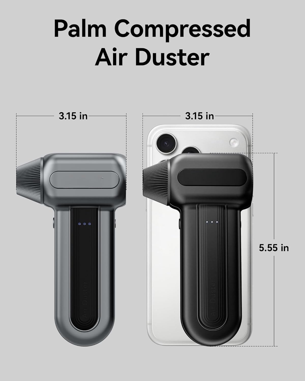 MF70 Compressed Air Duster-110000 RPM Electric Air Duster with Extended Runtime, 3-Speed Rechargeable Air Blower for Keyboard, Computer, Camera, Car, Home, 5 Nozzles