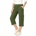 thumbnail image 3 of SAWOBUUN Kids Boys Girls Cargo Capri Pants School Uniform Elastic Waist Casual Straight Leg Cropped Trousers with Side Pockets, 3 of 7