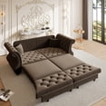 thumbnail image 4 of Chesterfield Pull Out Convertible Sofa Bed, Classic Flower Tufted Velvet Loveseat Sleeper Couch With Roll Arms and Pillows, for Living Room Apartment Office, 4 of 16