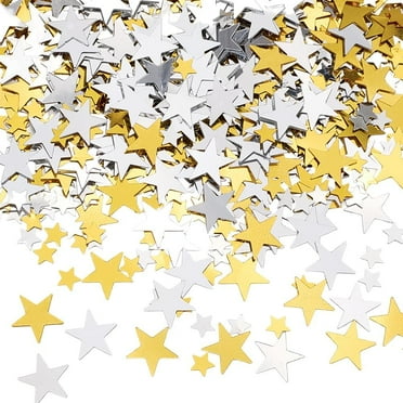 1 Box 80G 5MM 10MM Gold Star Glitter Confetti Star Sequins Silver Bulk Plastic PV Small Shiny Lightweight Metallic Foil Table Confetti for Wedding Christmas Birthday Party Decorations Colorful DIY