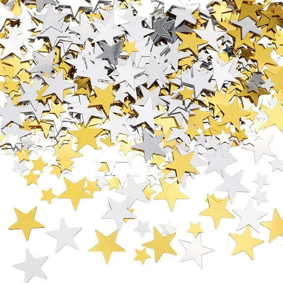 1 Box 80G 5MM 10MM Gold Star Glitter Confetti Star Sequins Silver Bulk Plastic PV Small Shiny Lightweight Metallic Foil Table Confetti for Wedding Christmas Birthday Party Decorations colorful