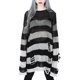 thumbnail image 1 of Sunloudy Camisa ahuecada para mujer, manga larga, cuello redondo, corte a rayas, tejido, informal, fiesta, otoño, primavera, tops Sunloudy  Tamaño medio, 1 of 8