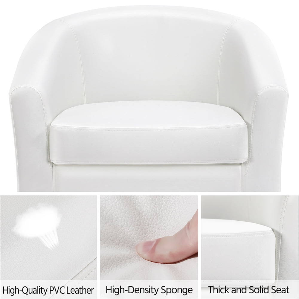 Free Shipping! Renwick Faux Leather Barrel Accent Chair, White  (图5)