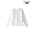 thumbnail image 3 of TRAF-suéter tipo cárdigan de punto ajustado con gancho frontal para mujer, cuello en V, mangas largas, dobladillo dividido lateral, ropa de abrigo femenina, Tops elegantes, moda, 3 of 5