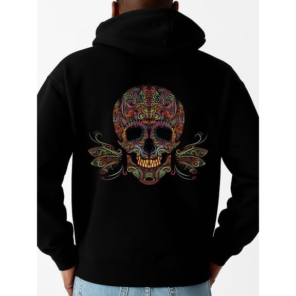 Colorful Skull Hoodie hoodies & sweatshirt skeleton for men long sleeve black Casual Classic Design Pullover Hooded Sweatshirt Streetwear For Winter Fall, As Gift elegant 3d 3d