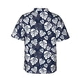 thumbnail image 4 of Xecao White Leaves print Hawaiian shirt - a stylish short-sleeve button-down for men, perfect for casual beach and tropical outings., 4 of 9