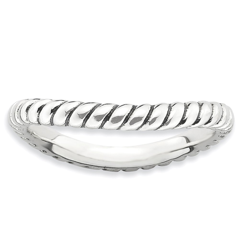 925 Sterling Silver Vintage Wave Stackable Ring Curved | Walmart