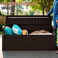 thumbnail image 6 of JUMMICO 80 Gallon Resin Outdoor Storage Bench, Large Deck Box with Armrest, Lockable & Waterproof for Garden, Home, Patio, Pools (Brown), 6 of 7