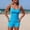 Blue, variant on Women's Color Block Tankini Swimsuits Set Pocketed Swim Shorts & Low Back Sports Top High Waisted Swimwear for Beach