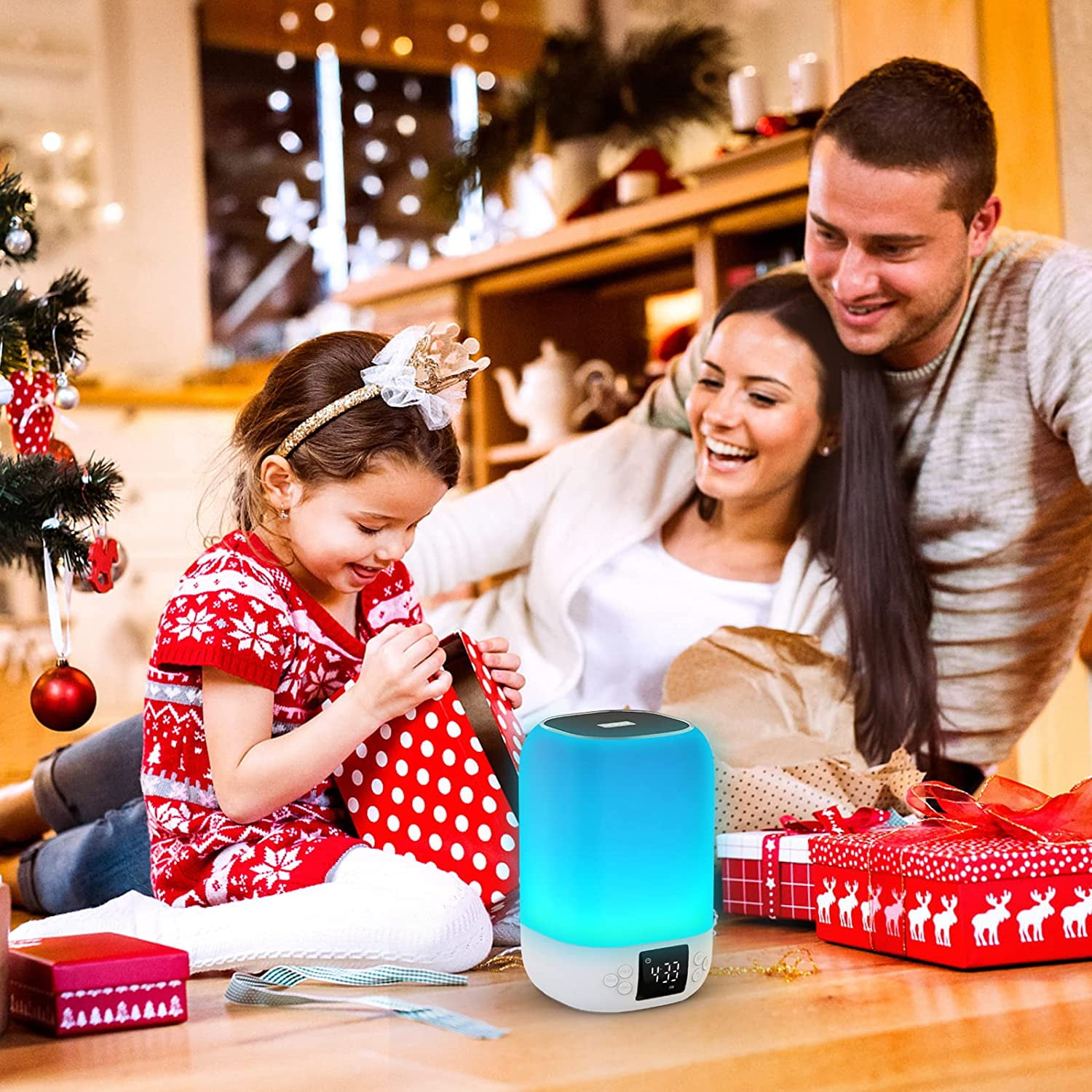 Thpoplete Night Light Bluetooth Speaker , Alarm Clock, White Noise Sound Machine, Gift for Teenage Girls/Boys
