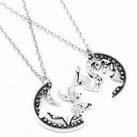 2PCS Couple Necklaces Creative Carving Deer Matching Necklace Promise  Necklace