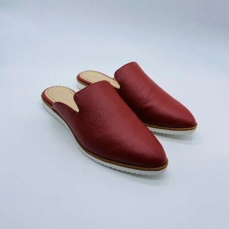 

ADRIENNE VITTADINI Womens Red Mini Razer Edge Outsole Cushioned Lou Pointed Toe Slip On Mules 9.5 M