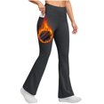 thumbnail image 2 of Women'S Fleece Lined Pants High Waist Winter Thermal Warm Flare Leggings Hiking Yoga Pants With Pockets Wide Leg Pant, 2 of 9