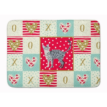 California Spangled 1 Cat Love Machine Washable Memory Foam Mat Red