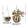 thumbnail image 4 of DecMode Glam Shiny Metal Half Bowl Shape Planter, Set of 2 5", 6"H with Striking Gold Finish, 4 of 13