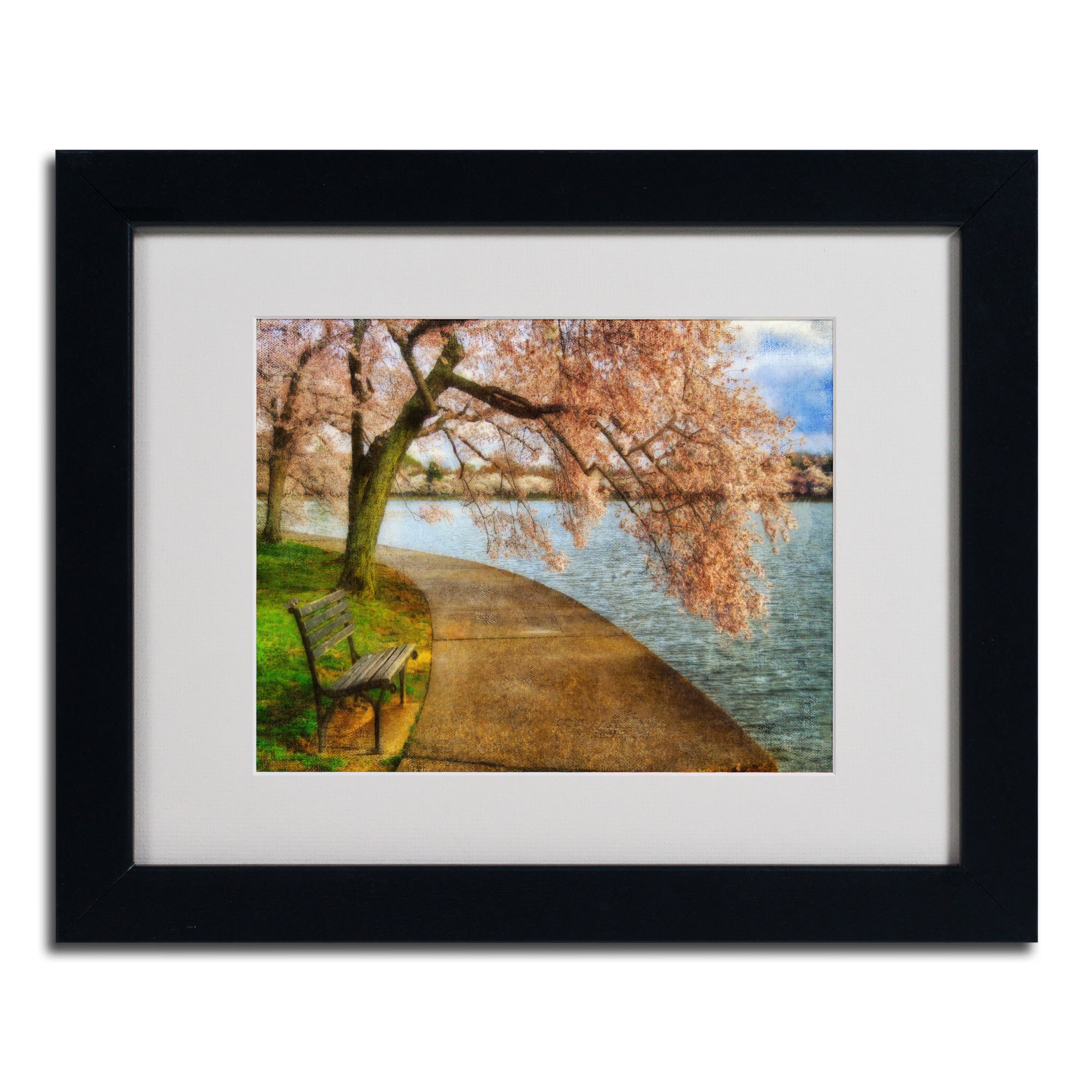 Trademark Fine Art "Meet Me At Our Bench" by Lois Bryan, Black Frame