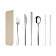 thumbnail image 2 of Stainless Steel Cutlery Set 7 Piece Outdoor Camping Utensils Knife Fork Spoon Chopsticks Straw Cleaning Brush Portable Travel Dining Kit, 2 of 6