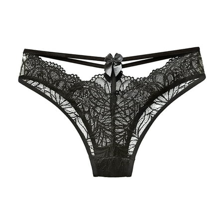 

Tummy Control Underwear for Women Glamorous Cool Lace Tulle Low Waist Triangle Shorts Panties for Women Black One Size