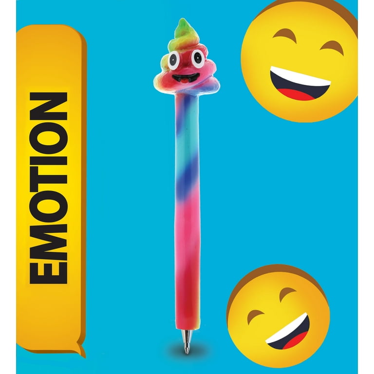 Planet Pens Bundle of Poop Face Emotion & Poop Rainbow Novelty Pens - Unique Kids & Adults Office Supplies Ballpoint Pens Colorful Emotions Writing